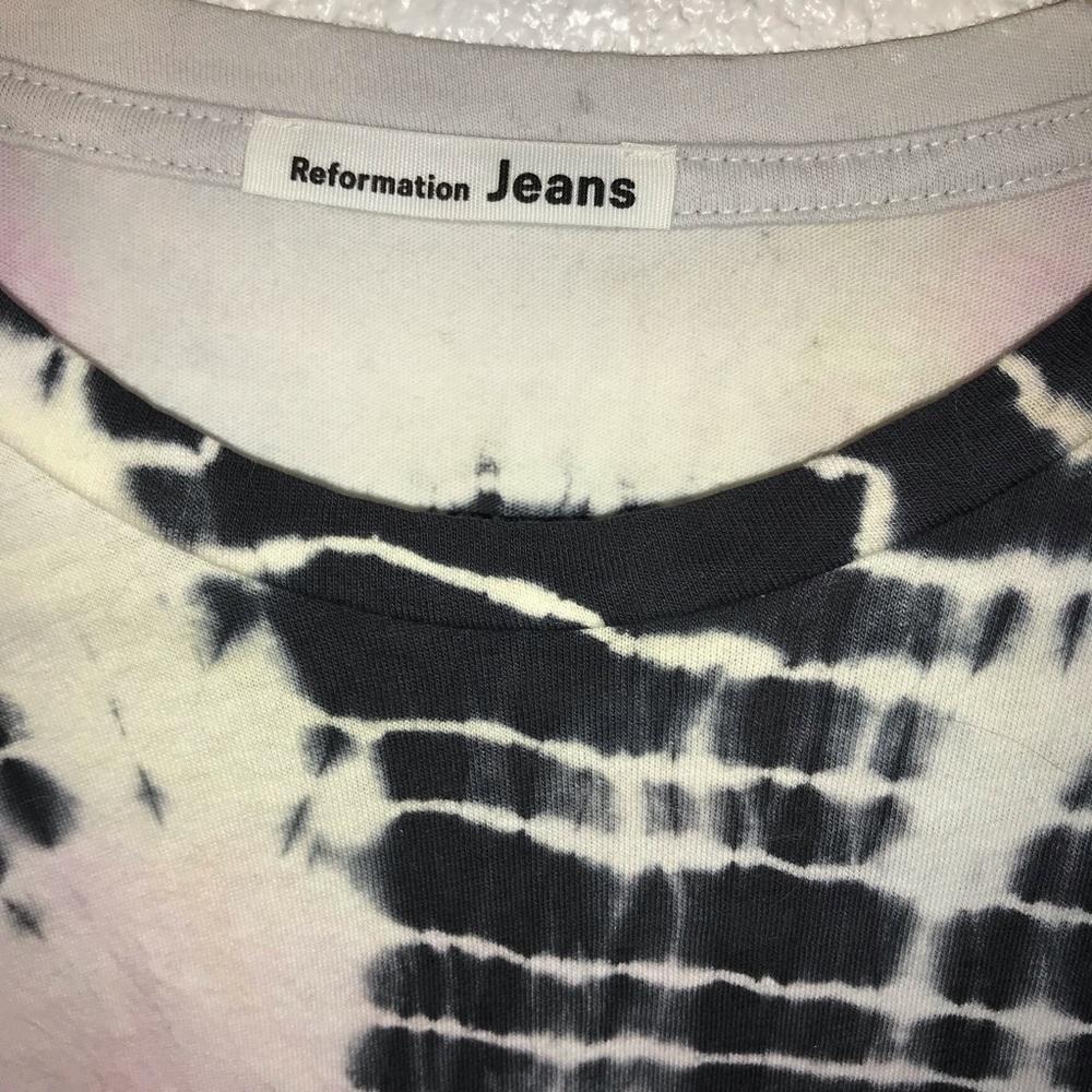 REFORMATION JEANS Long Sleeve Tee Tie-Dye Black White Pink Yellow size Medium - Picture 7 of 14
